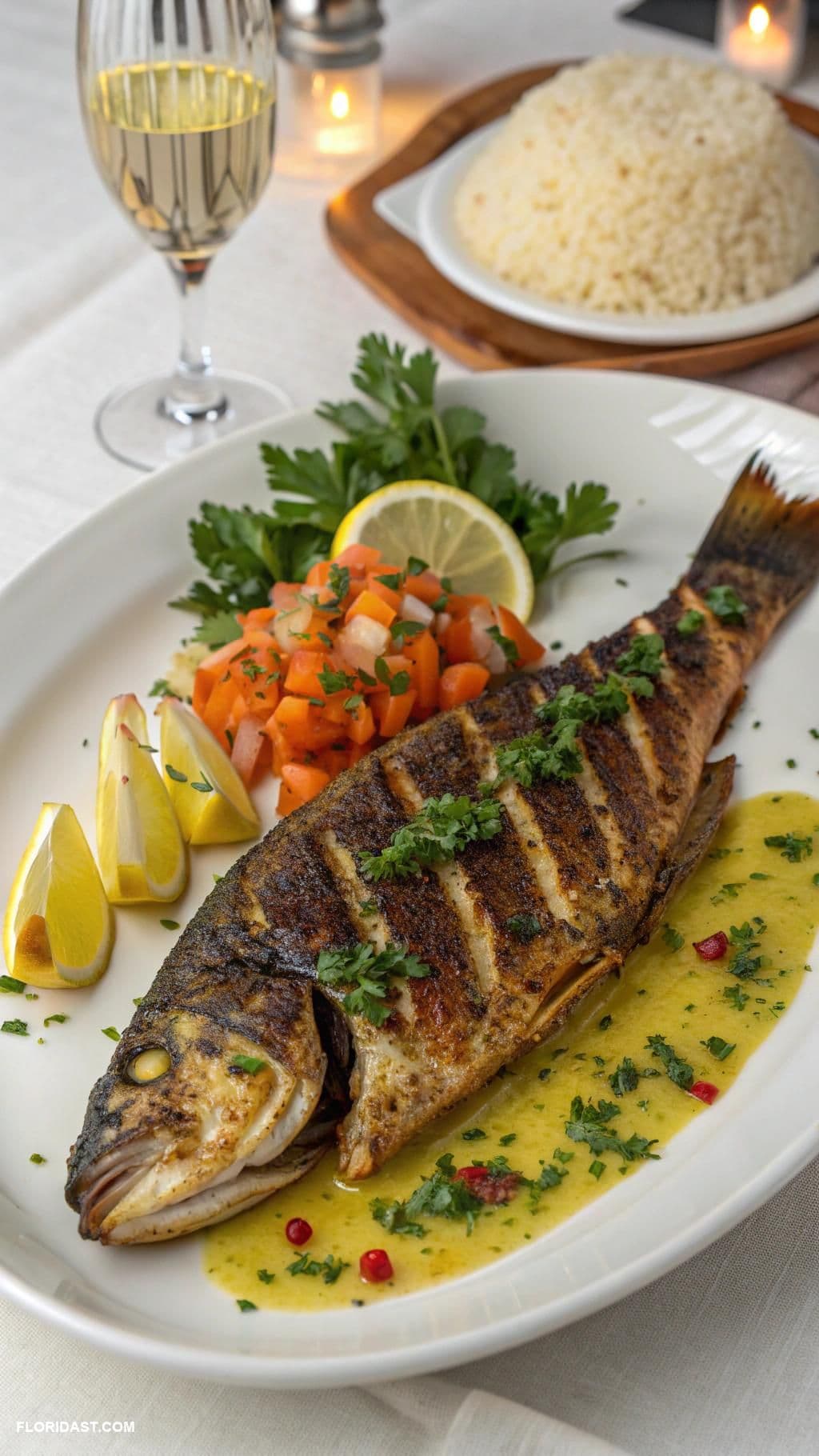 Grilled Fish with Lemon Butter Sauc